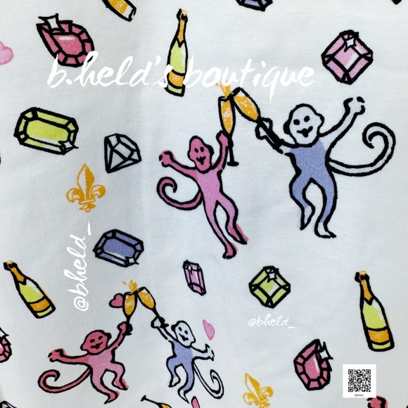 Roller Rabbit Cheery Monkey Polo Pajamas in White Size Small Dreamland Day 5 NWT - Picture 13 of 16